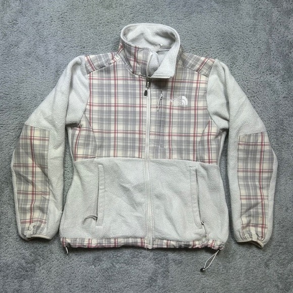 North‎ Face Jacket Womens XS Gray Plaid Polartec Fleece Full Zip Outdoors Layer - Picture 1 of 14